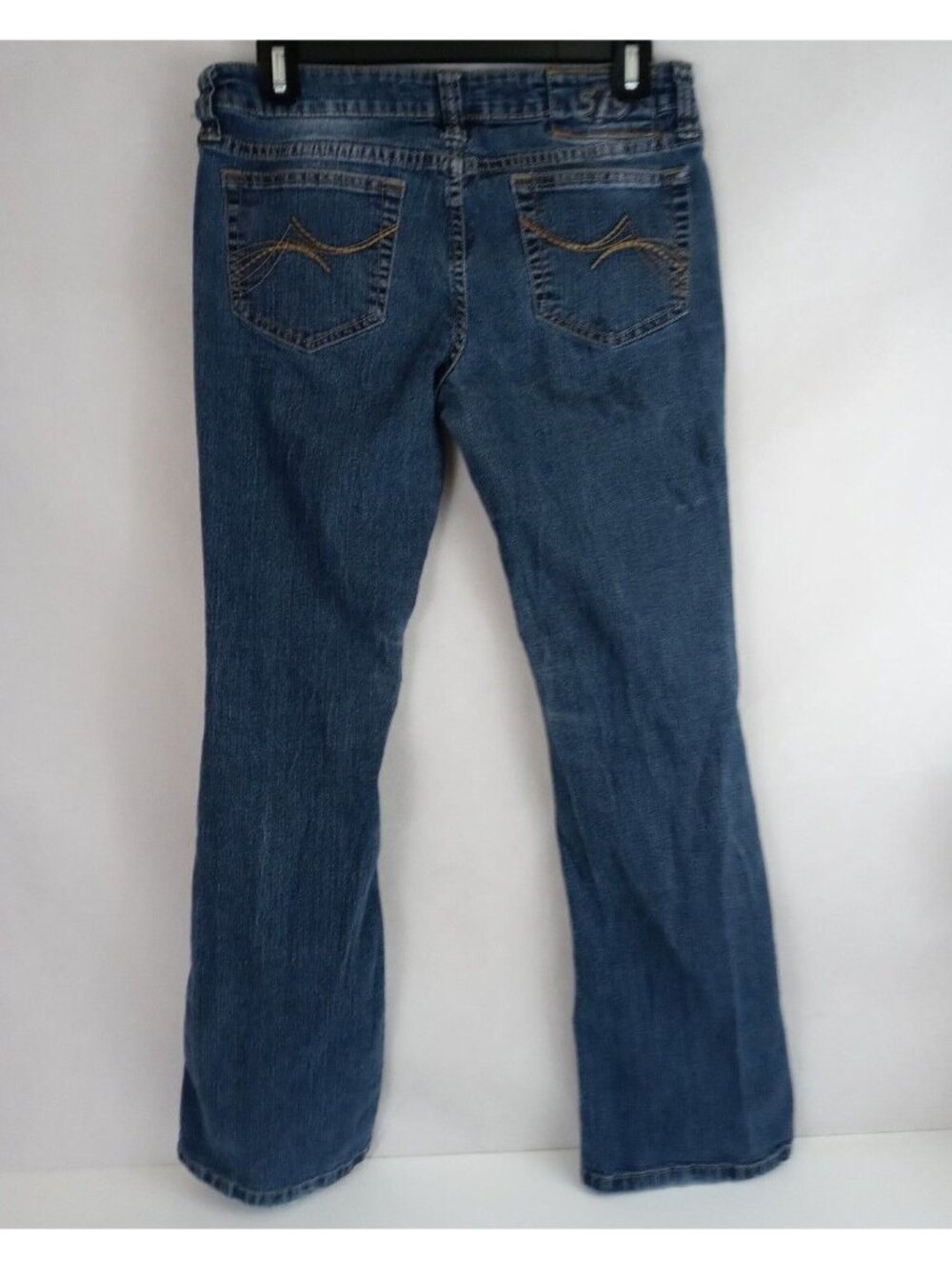 Authentic 579 Jeanswear Distressed Whiskered Embroidered Bootcut Jeans Size 7